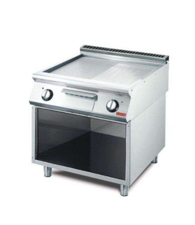 Gastro M Elektrische bakplaat glad gegroefd | verchroomd | Gastro M 700 | 10,8kW | (H)85x(B)80x(D)70