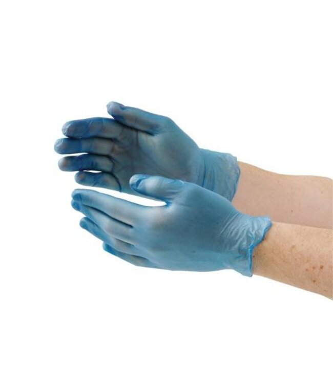 Vinyl handschoenen - blauw gepoederd size XL - 100 stuks
