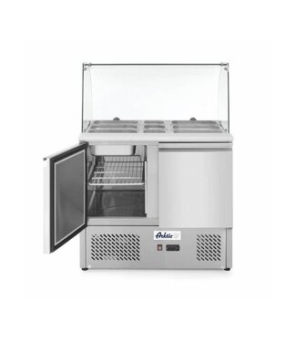 Arktic Saladette met glazen vitrine | 2 Deurs | 2x 1/1GN + 3x 1/6GN | (H)133x(B)91,2x(D)70,2cm