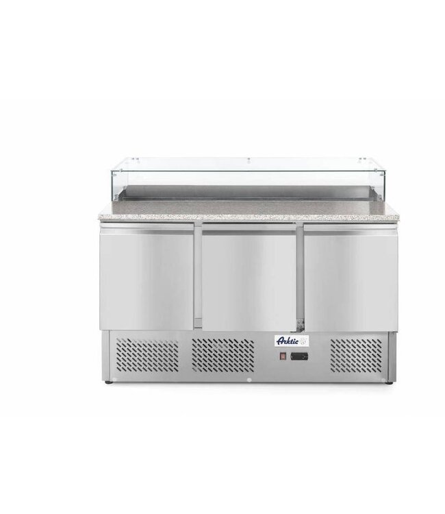 Hendi Pizza werkbank Kitchen Line | 3 deurs | boven 8X 1/6GN | (H)112x(B)136x(D)70