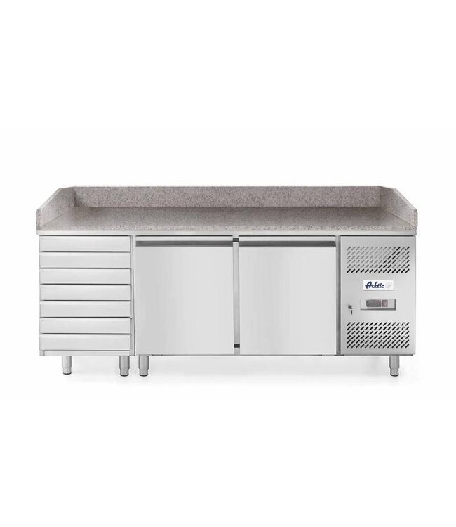 Hendi Pizzawerkbank Kitchen Line | 2 Deurs | 7 lades | (h)110x(b)202x(d)80