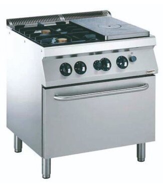 Combisteel Kookplaatfornuis met 2 branders | met gasoven | (H)85x(B)80x(D)70