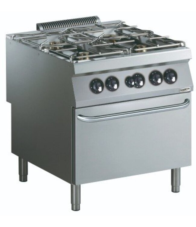 Combisteel Gasfornuis 4 pits met gasoven | 4x10kW | (H)85x(B)80x(D)90