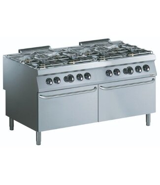 Combisteel Gasfornuis 8 pits met dubbele gasoven | 6x6 + 2x10kW | (H)85x(B)160x(D)90