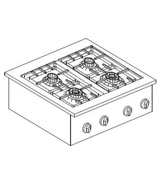 Combisteel Gas kookunit | Drop-In | 2x3,5kW+2x5,5kW