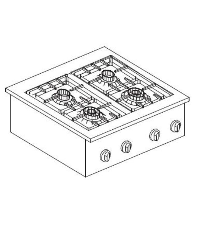 Gas kookunit | Drop-In | 2x3,5kW+2x5,5kW