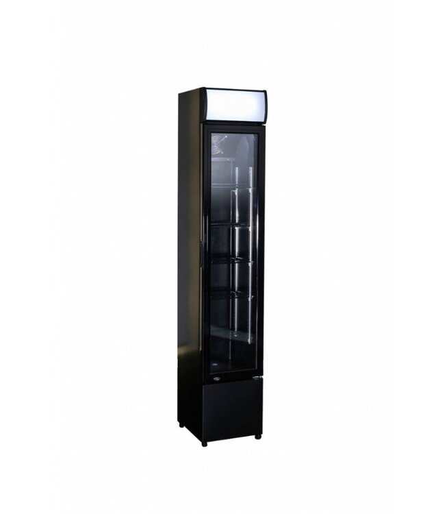 Combisteel Smalle zwarte koelkast | glazen deur | 105L | (H)188x(B)36x(D)42,2