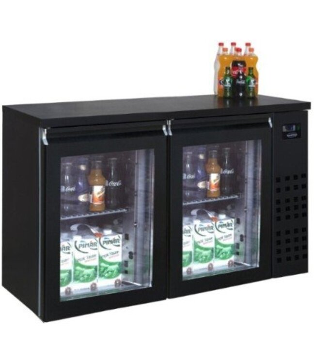 Barkoeling zwart glazen deuren | 2 deuren | 320L | (H)95x(B)138x(D)55