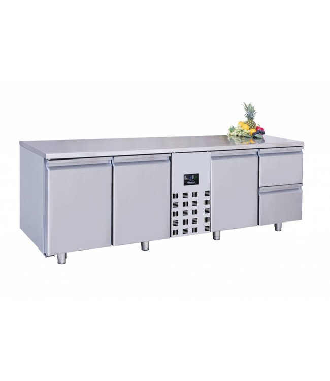 Koelwerkbank | monoblock | 3 deuren en 2 lades | 632L | (H)85x(B)227x(D)70