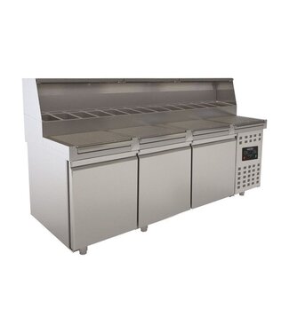 Combisteel Pizzawerkbank Pro Line | 3 deurs | met bovenkoeling | (H)136x(B)223x(D)83