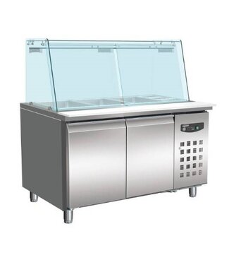 Combisteel Saladette Standard Line | Met glasopstand | 2 deurs 60x40 | (H)136,5x(B)151x(D)80