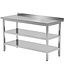 Werktafel met dubbel onderblad en spatrand | Breedte 400-1900mm | Diepte 600-700mm | 32 opties