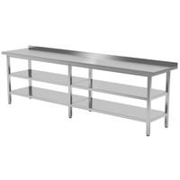 Werktafel met dubbel onderblad en spatrand | Breedte 2000-2800mm | Diepte 600-700mm | 18 opties Werktafel met dubbel onderblad en spatrand | Breedte 2000-2800mm | Diepte 600-700mm | 18 opties