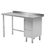 Werktafel met 2 lades rechts en spatrand | Breedte 800-1900mm | Diepte 600-700mm | 24 opties