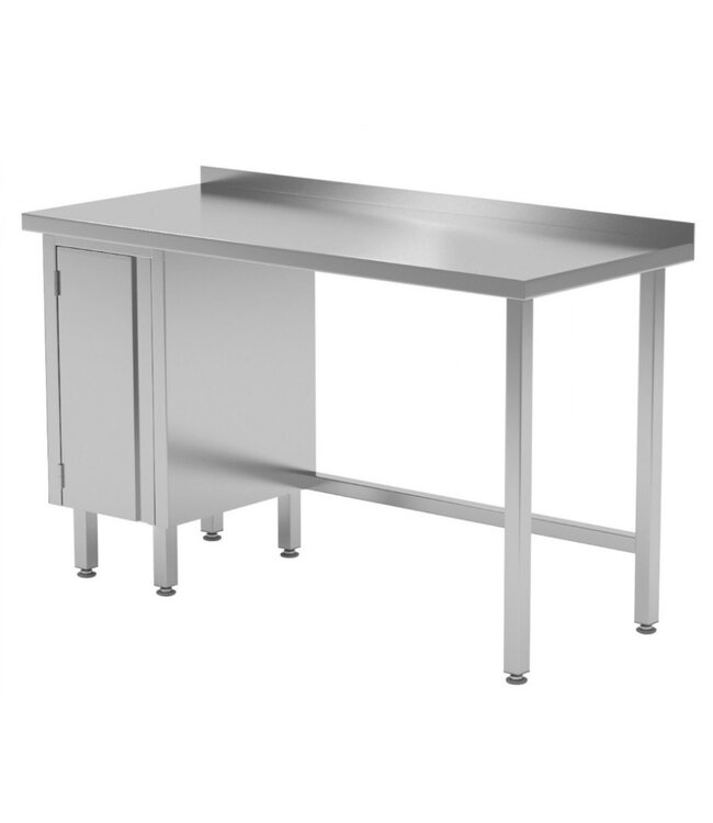 Werktafel met klapdeur links en spatrand | Breedte 800-1900mm | Diepte 600-700mm | 24 opties