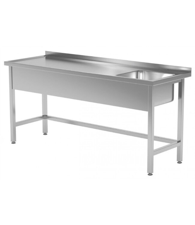 RVS wastafel met spoelbak rechts | Breedte 1200-1900mm | Diepte 600-700mm | 16 opties