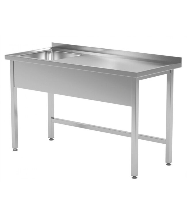 RVS tafel met spoelbak links | Breedte 800-1900mm | Diepte 600-700mm | 24 opties