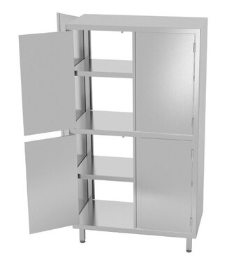 RVS kast dubbelzijdig met 8 klapdeuren | Hoogte 2000mm | Breedte 800-1200mm | Diepte 500-700mm | 15 opties