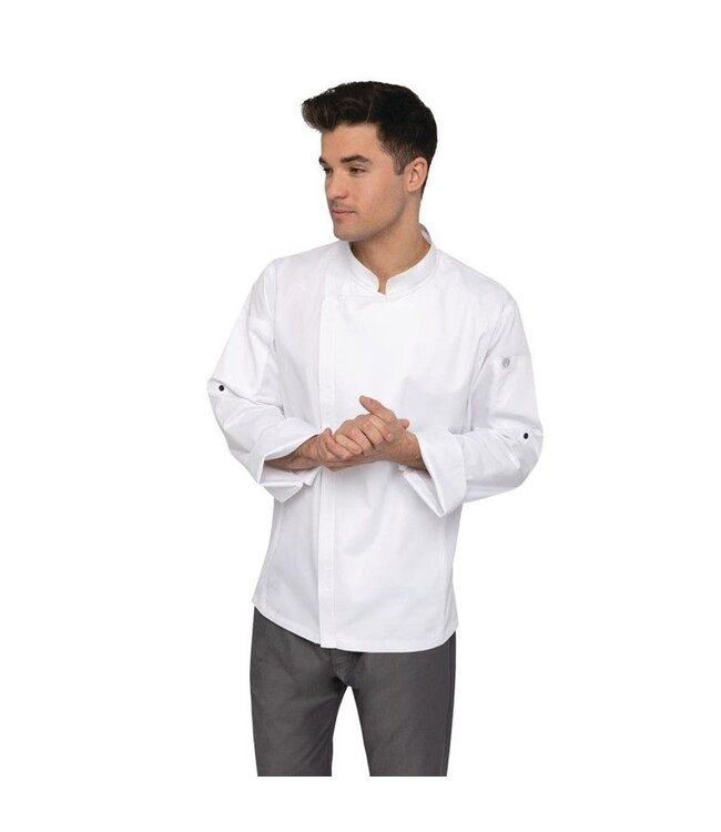 Koksbuis wit met rits en lange mouw | Unisex maat S-L