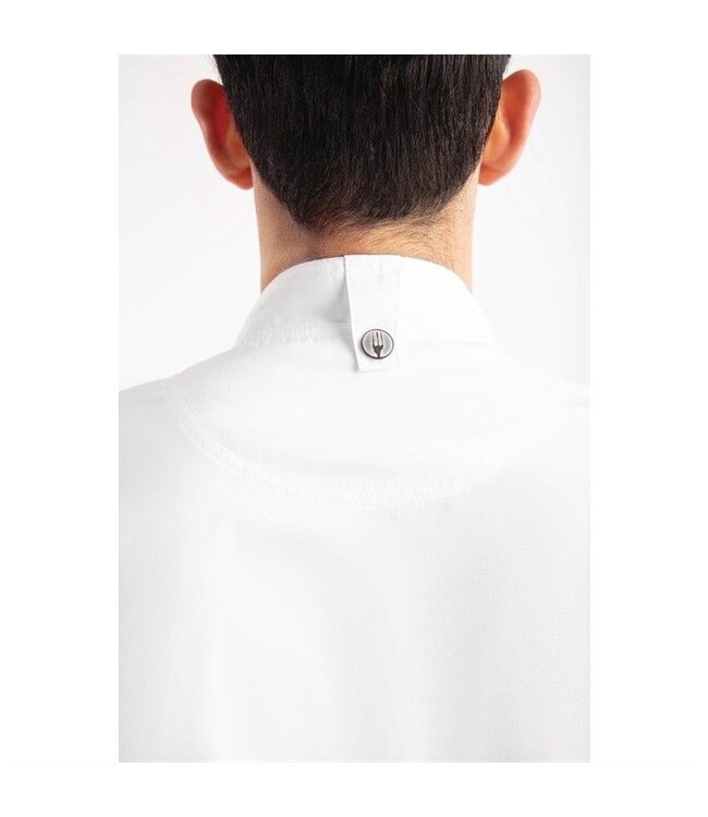 Koksbuis wit met rits en lange mouw | Unisex maat S-L