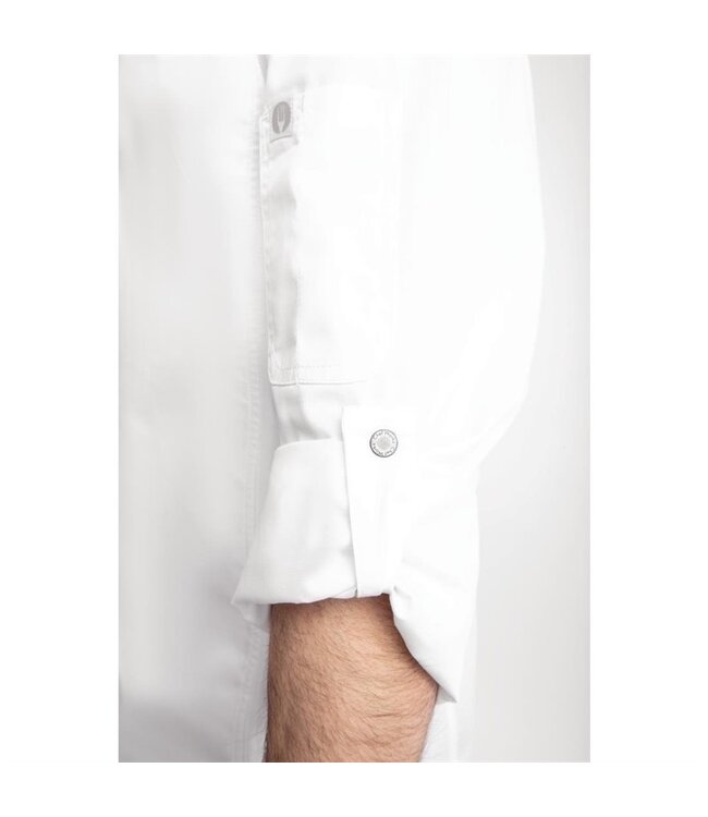 Koksbuis wit met rits en lange mouw | Unisex maat S-L