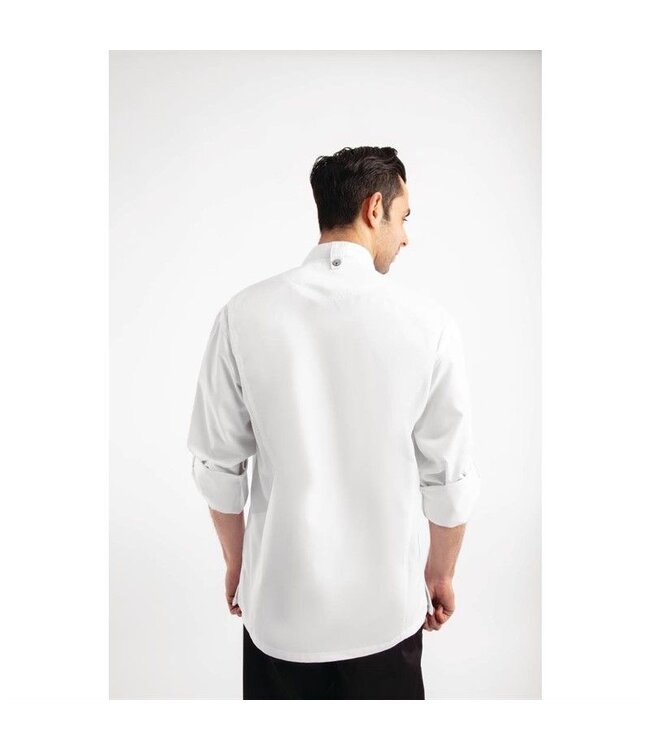 Koksbuis wit met rits en lange mouw | Unisex maat S-L