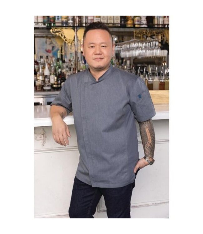 Koksbuis inktblauw met korte mouw en rits | Unisex maat XS-L