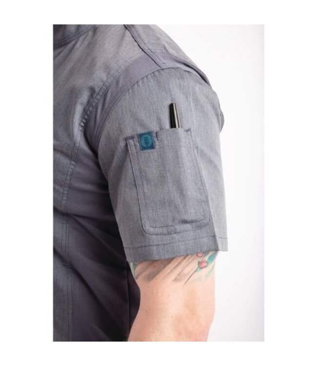 Koksbuis inktblauw met korte mouw en rits | Unisex maat XS-L