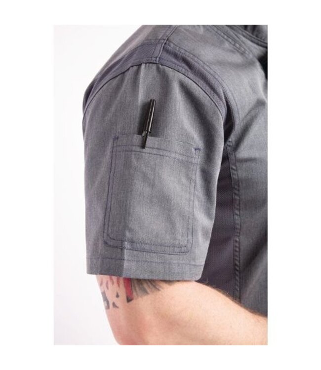 Koksbuis inktblauw met korte mouw en rits | Unisex maat XS-L