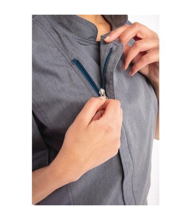 Koksbuis inktblauw met korte mouw en rits | Unisex maat XS-L