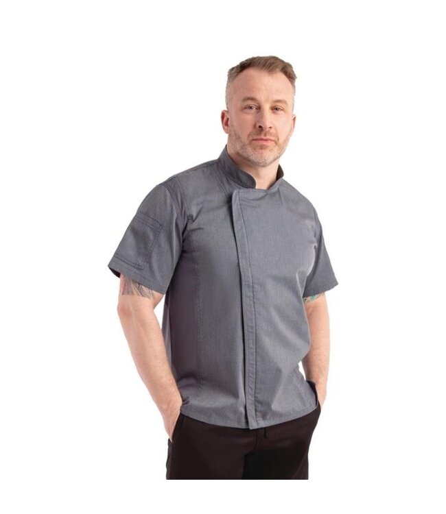 Koksbuis inktblauw met korte mouw en rits | Unisex maat XS-L