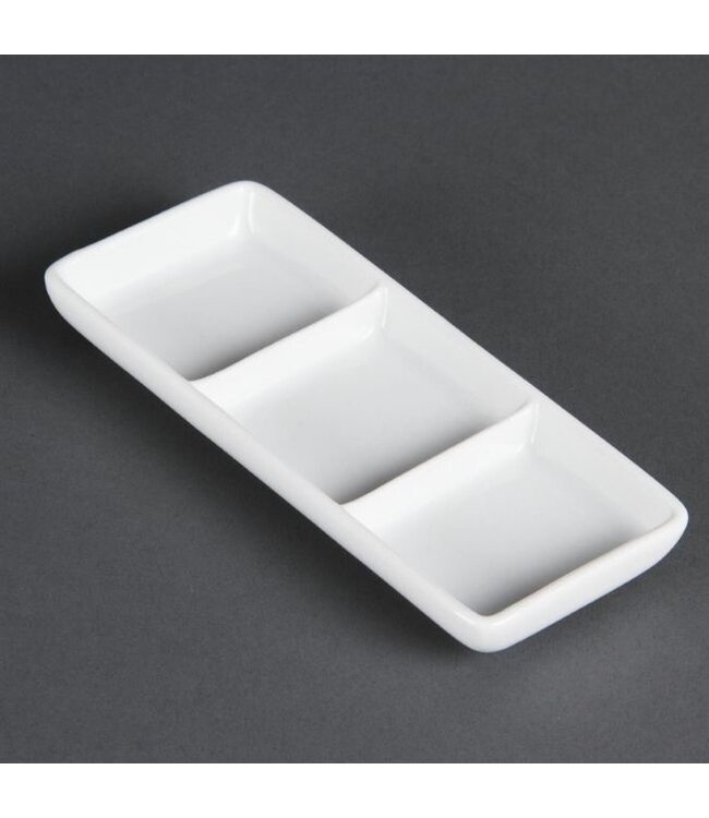 Verdeelschaaltje porselein 3 vaks | Per 12 stuks | 15cm