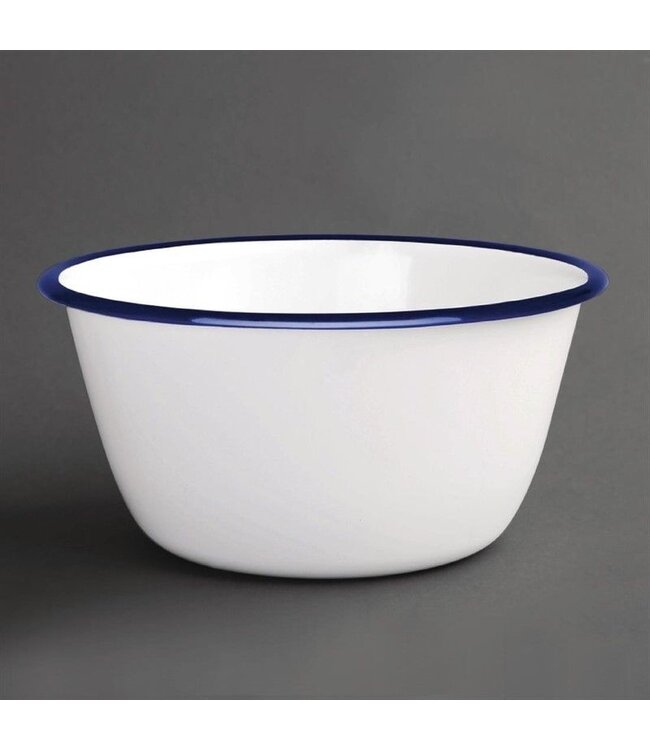 Kom conisch 15,5cm - retro stijl - wit/blauw - 6 stuks