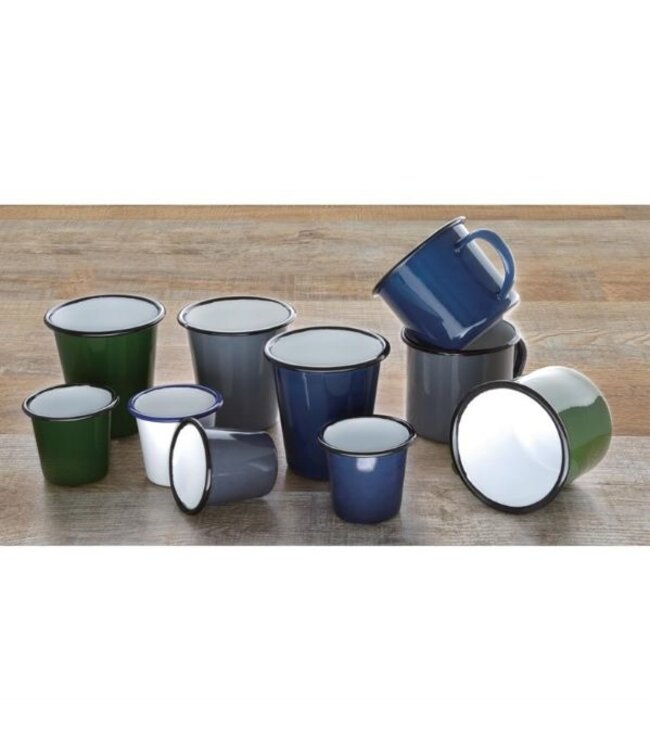 Beker 31cl - retro stijl - grijs/zwart - 6 stuks