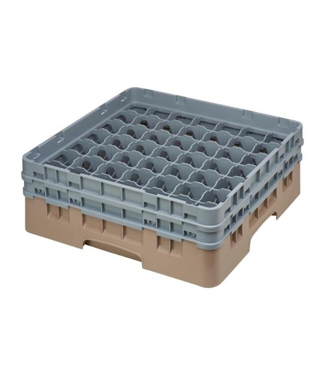Glazenkorf Cambro met 49 compartimenten - 50x50x(H)14,3cm - glashoogte 13,3cm
