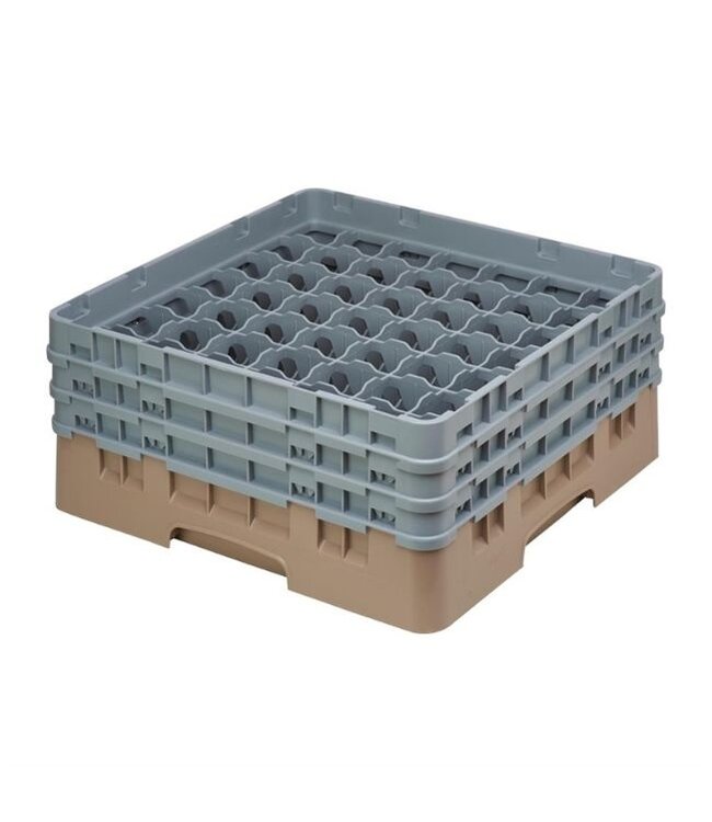 Glazenkorf Cambro met 49 compartimenten - 50x50x(H)22,5cm - glashoogte 17,4cm