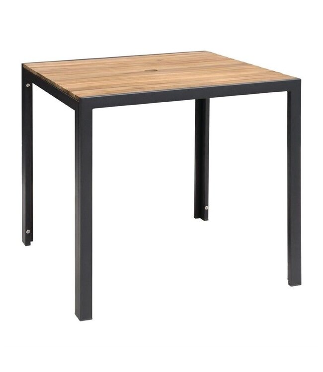 Terrastafel acaciahout en staal - vierkant 80x80cm