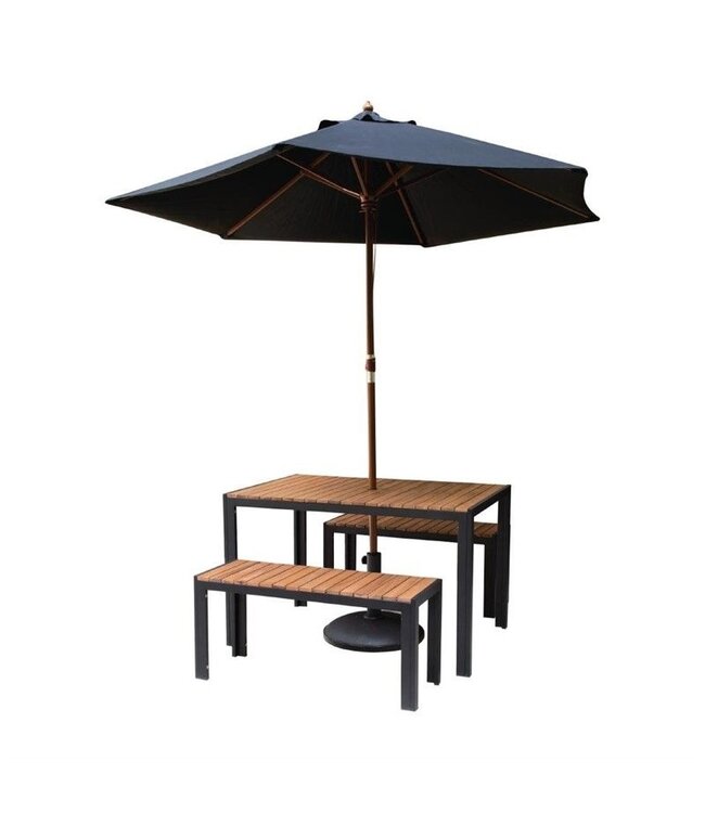 Terrasbanken acaciahout en staal - (B)100cm - set van 2