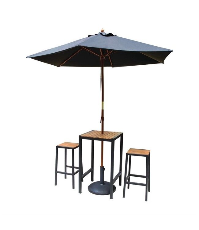 Barkrukken acaciahout en staal - 35x35x(h)75cm - set van 2