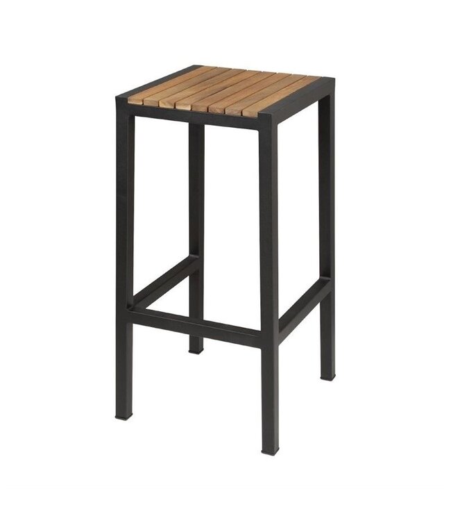 Barkrukken acaciahout en staal - 35x35x(h)75cm - set van 2