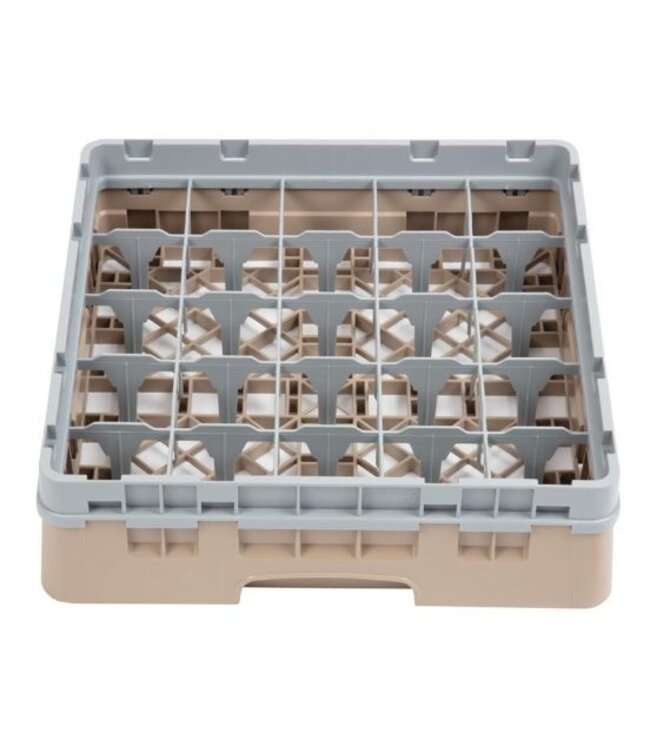 Glazenkorf Cambro met 25 compartimenten - 50x50x(H)14,3cm - glashoogte 9,2cm