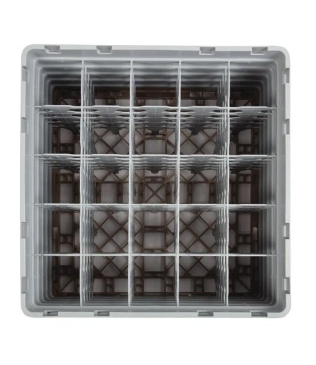 Glazenkorf Cambro met 25 compartimenten - 50x50x(H)30,8cm - glashoogte 25,7cm