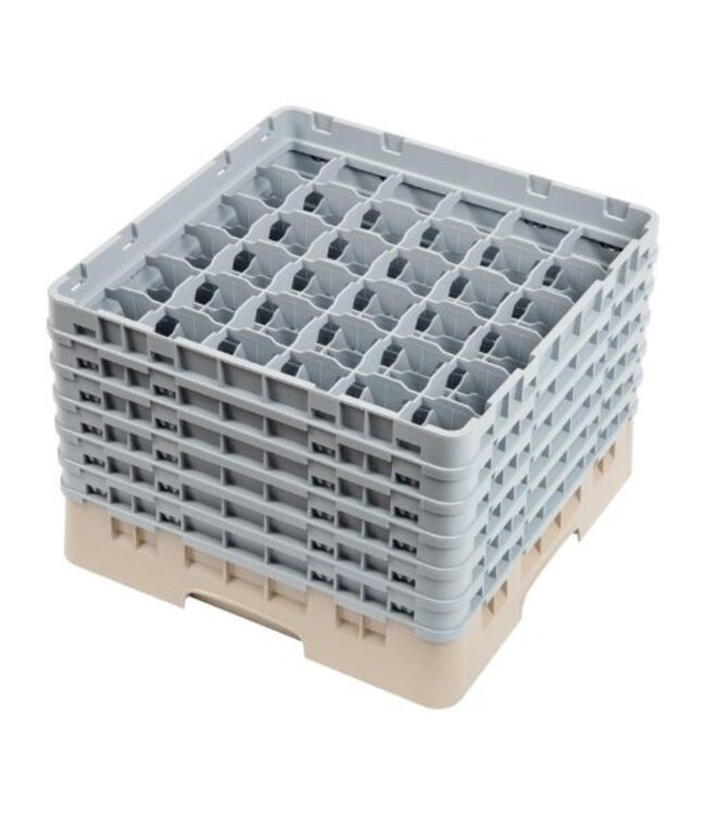 Glazenkorf Cambro met 36 compartimenten - 50x50x(H)34,9cm - glashoogte 29,8cm