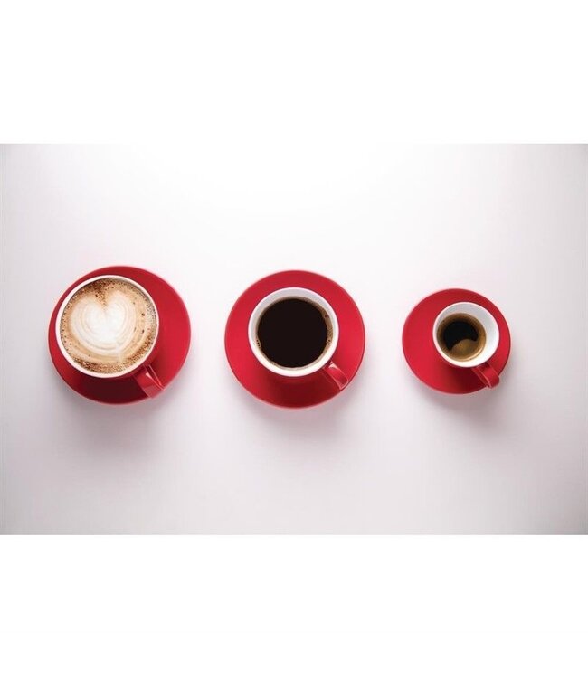 Schotels voor koffie en Cappuccinokop Olympia Café porselein - rood - 12 stuks - Ø15,8cm