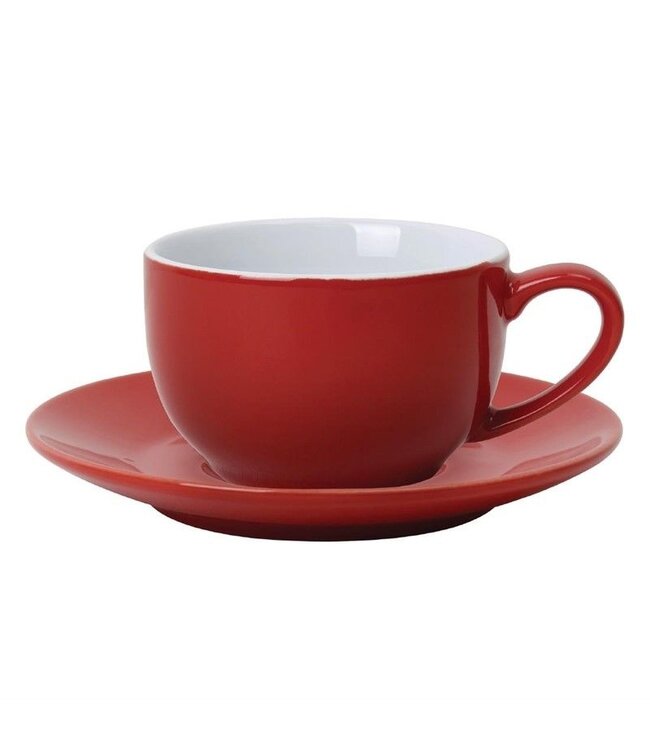 Schotels voor koffie en Cappuccinokop Olympia Café porselein - rood - 12 stuks - Ø15,8cm