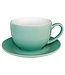 Schotels voor koffie en Cappuccinokop Olympia Café porselein - aqua - 12 stuks - Ø15,8cm