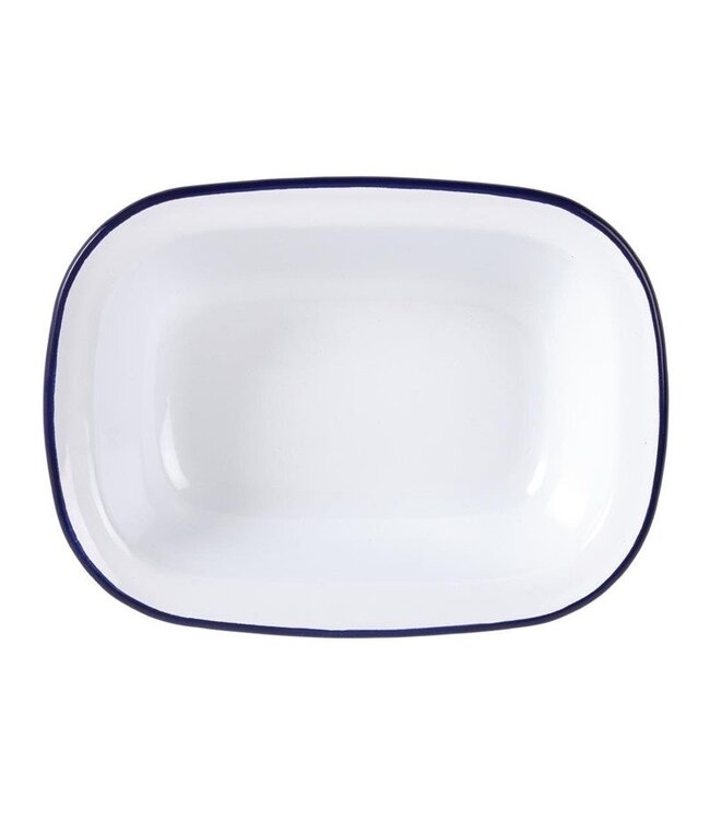 Serveerschaal rechthoekig 28x19cm - retro stijl - wit/blauw - 6 stuks