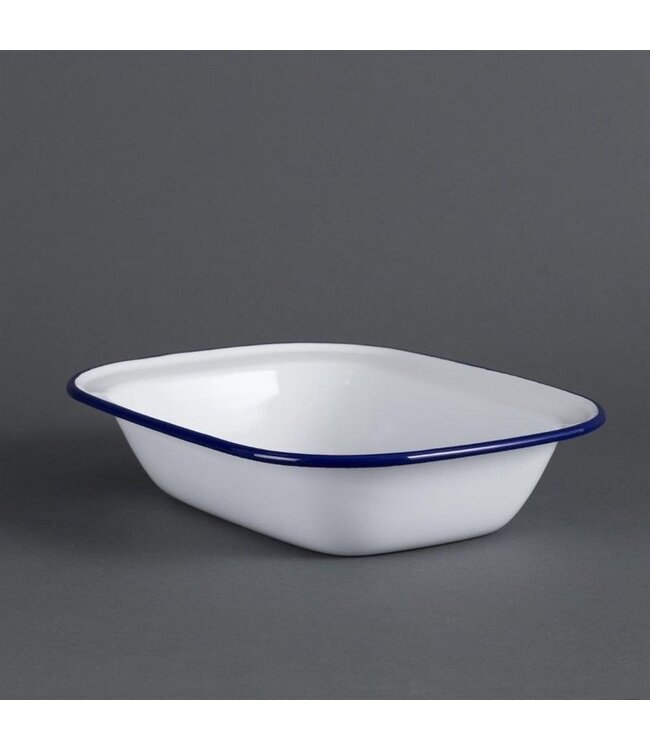 Serveerschaal rechthoekig 28x19cm - retro stijl - wit/blauw - 6 stuks