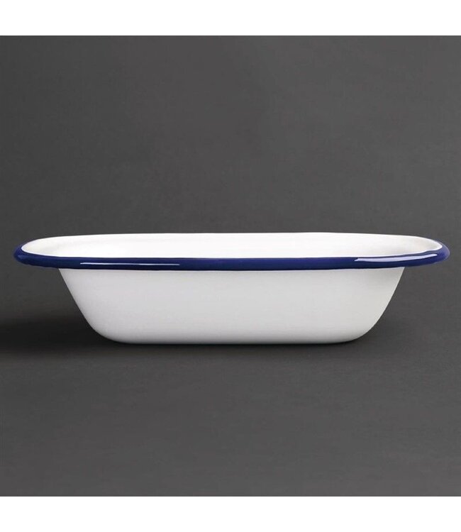 Serveerschaal rechthoekig 18x13,5cm - retro stijl - wit/blauw - 6 stuks