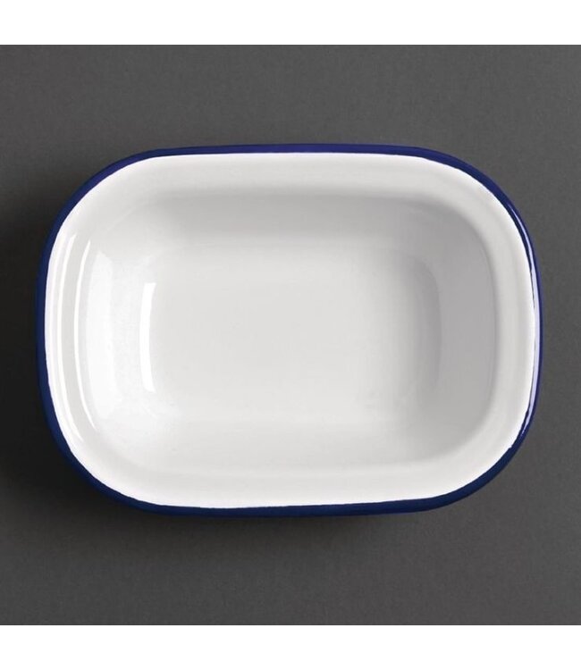 Serveerschaal rechthoekig 18x13,5cm - retro stijl - wit/blauw - 6 stuks